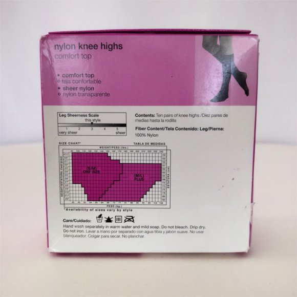 No Nonsense Tan Knee High Pantyhose 8 Pair Value Pack Size M/L - Picture 4 of 4